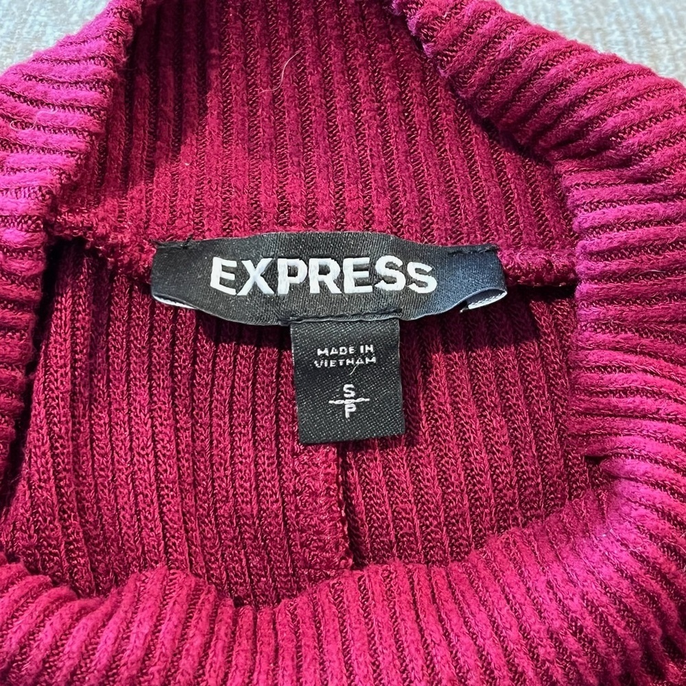 Express Mock Neck Ribbed Long Sleeve Mini Dress - Size Small - Picture 8 of 10